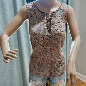Tommy Bahama Multicolor Paisley Lace-Up Tank Top